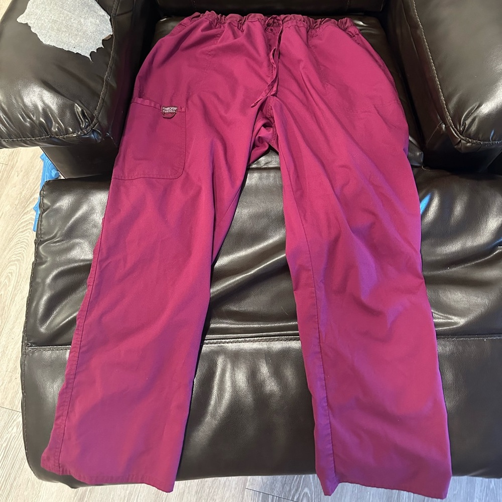 2 pair Cherokee Maroon Elastic-Waist Scrub Pants
